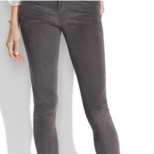 Madewell Skinny Gray Corduroy Charcoal Cords Pants Jeans Grey